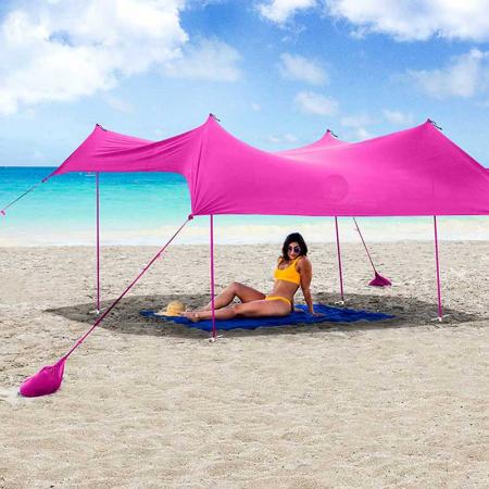 Toldo de tienda de playa, parasol de 4 postes, emergente, patio trasero UPF50, protección UV, ligero, resistente al agua
 