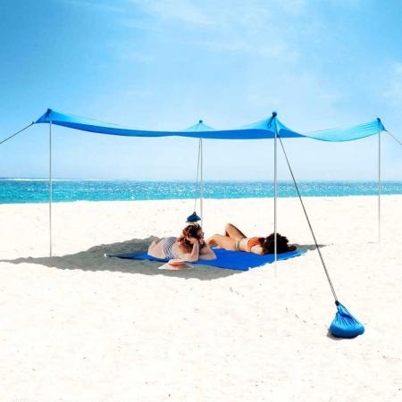 UPF50+ carpa de playa con dosel para refugio solar , carpa elástica de lona de lycra
 