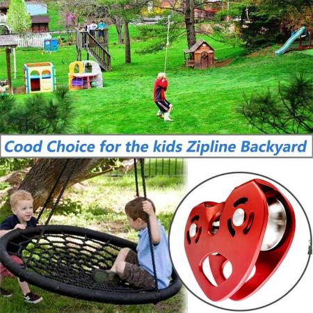 kit de carro zipline con mosquetón 25kn polea doble tándem doble para zipline en el patio trasero
 
