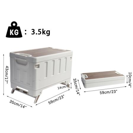 Caja de almacenamiento de plástico plegable para acampar y contenedores Caja de almacenamiento plegable 20L 28L 50L 65L 80L
 
