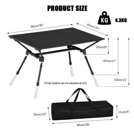 Mesa de Camping plegable de aluminio ultraligero de nuevo diseño, mesa de Picnic plegable OEM ODM, mesa de Camping plegable ajustable en altura 