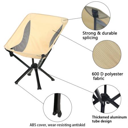 Silla de camping de alta resistencia Silla plegable ligera de tamaño embotellado para acampar al aire libre se instala en 5 segundos 