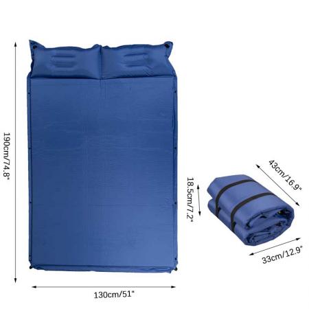 Colchoneta para dormir autoinflable doble Colchoneta para dormir para persona doble Colchón 190T Resorte sub-hilado con almohada 