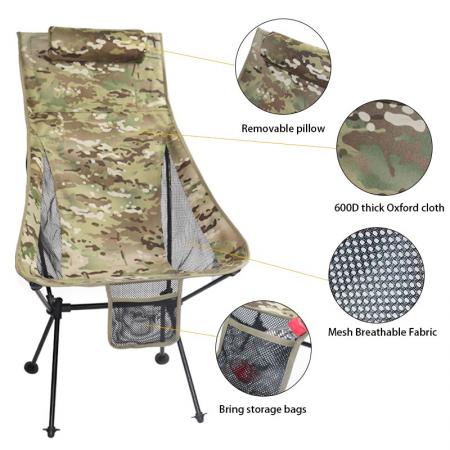 Silla plegable de aleación de aluminio para playa, silla portátil para jardín de ocio al aire libre con almohada desmontable 