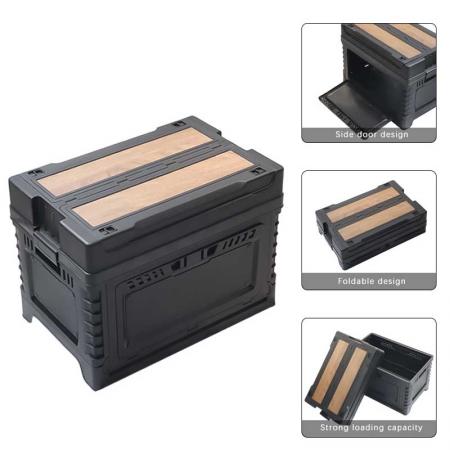 Caja de almacenamiento apilable plegable al aire libre de la caja de almacenamiento que acampa con la abertura delantera 