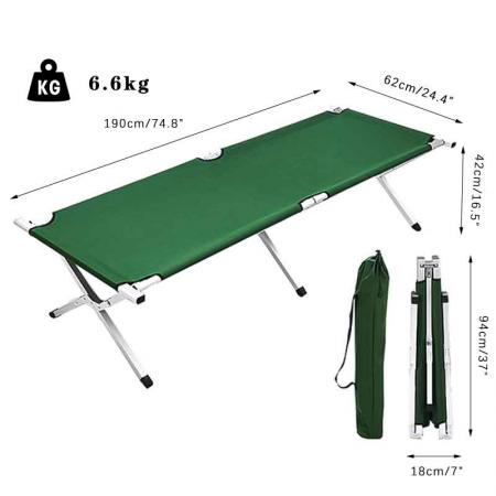 Cama plegable para acampar, ligera y plegable de aluminio 