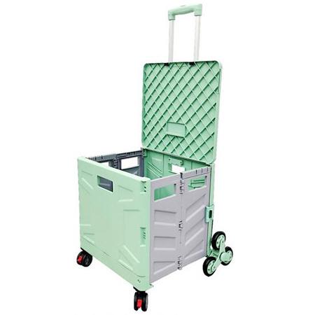 Caja de almacenamiento de plástico de alta calidad, carro plegable, carrito de compras portátil con 8 ruedas, verde, amarillo, rosa 