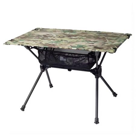 Mesa de camping plegable de aluminio con tapa de tela ultraligera y bolsa 