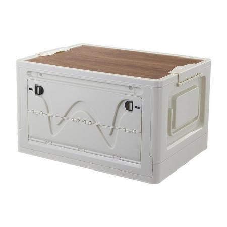 Caja de almacenamiento plegable para exteriores con tapas de madera 