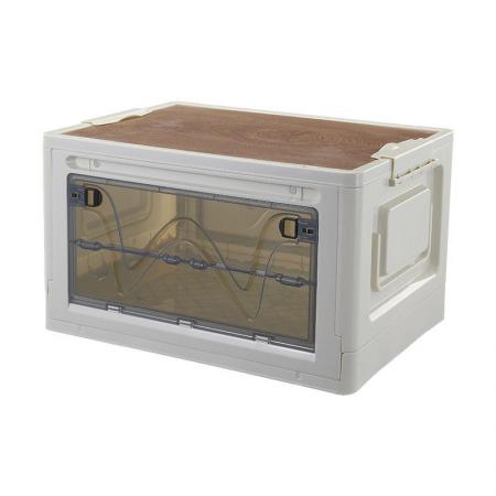 Caja de almacenamiento plegable para exteriores con tapas de madera 