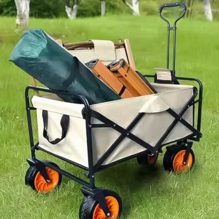 Carro utilitario al aire libre plegable del jardín de la rueda estrecha de 5 pulgadas con la mesa 
