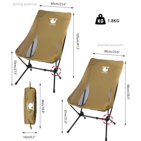 Silla de camping plegable con respaldo alto, ultraligera, versátil y con bolsa de almacenamiento 