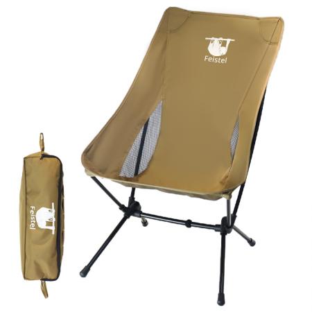 Silla de camping plegable con respaldo alto, ultraligera, versátil y con bolsa de almacenamiento 