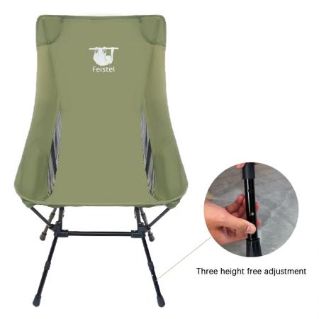 Silla de camping plegable con respaldo alto ultraligero al aire libre con bolsa de transporte 