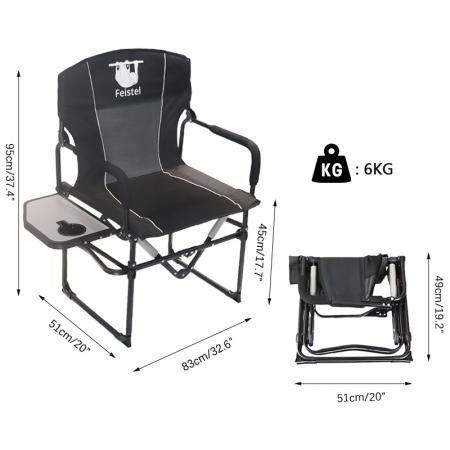 silla que acampa plegable del director portátil de la relajación al aire libre de 600D Oxford con la mesa auxiliar 