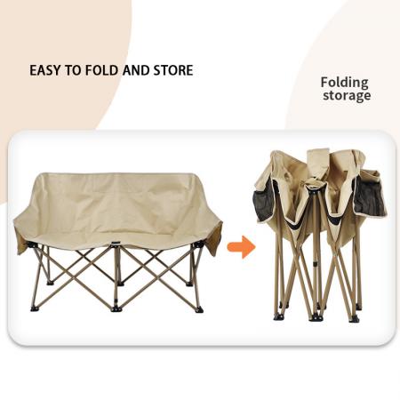 Silla de pesca portátil de campamento portátil de campamento portátil para acampar en la playa plegable de doble asiento de doble asiento con maleta con bolso de malla 