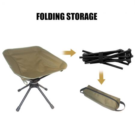 Silla giratoria de 360°, portátil y ultraligera para exteriores, ideal para playa, camping y pesca. 