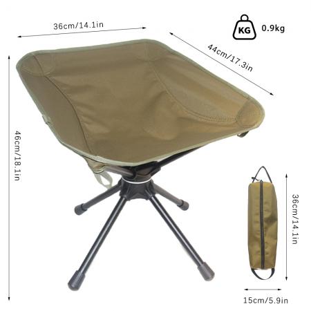 Silla giratoria de 360°, portátil y ultraligera para exteriores, ideal para playa, camping y pesca. 