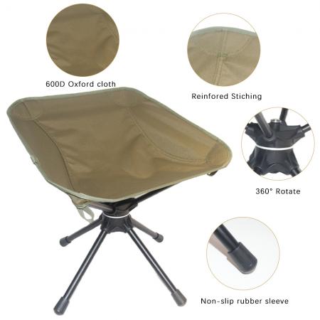 Silla giratoria de 360°, portátil y ultraligera para exteriores, ideal para playa, camping y pesca. 