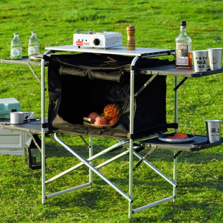 Mesa plegable portátil de aluminio para acampar, multifuncional, IGT, mesa de comedor de cocina móvil 