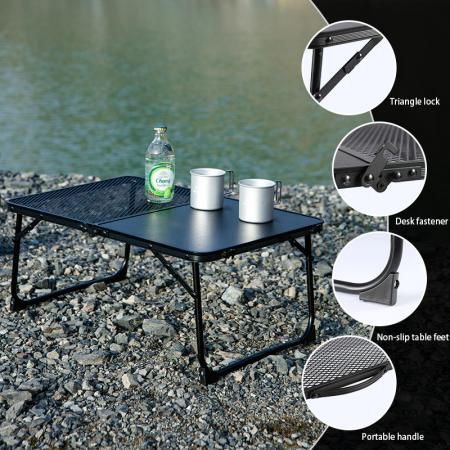 Mesa de camping ultraligera de malla portátil para jardín y exterior, mesa plegable de aluminio IGT 