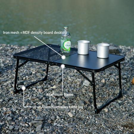 Mesa de camping ultraligera de malla portátil para jardín y exterior, mesa plegable de aluminio IGT 