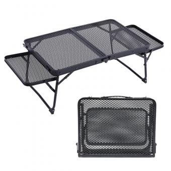 Mesa de barbacoa plegable de malla metálica para acampar