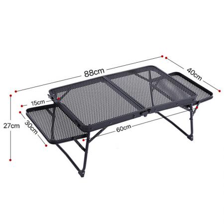 Mesa plegable moderna de malla metálica para acampar al aire libre, mesa ligera de hierro para barbacoa 