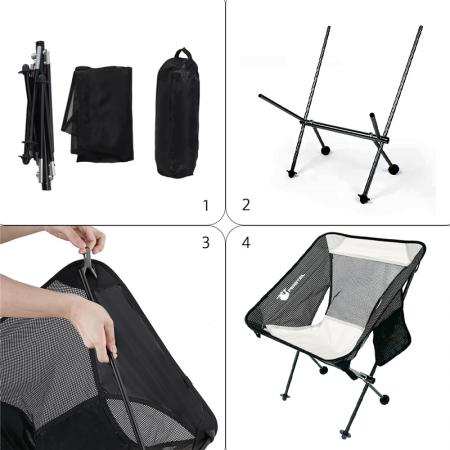 Silla de playa plegable personalizada con bolsillos laterales, sillas de camping plegables