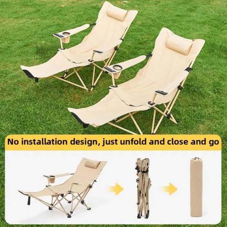 Silla de pesca plegable de metal y hierro, reclinable, cómoda para acampar al aire libre, con reposapiés extraíble