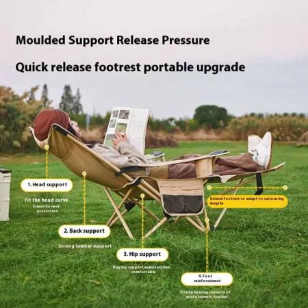 Silla de pesca plegable de metal y hierro, reclinable, cómoda para acampar al aire libre, con reposapiés extraíble