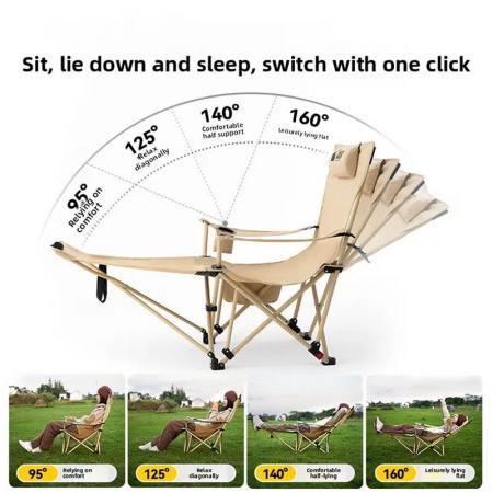 Silla de pesca plegable de metal y hierro, reclinable, cómoda para acampar al aire libre, con reposapiés extraíble