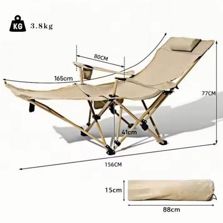Silla de pesca plegable de metal y hierro, reclinable, cómoda para acampar al aire libre, con reposapiés extraíble