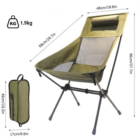 Silla de playa para acampar, portátil, plegable, con respaldo alto y ampliada, transpirable y para exteriores 