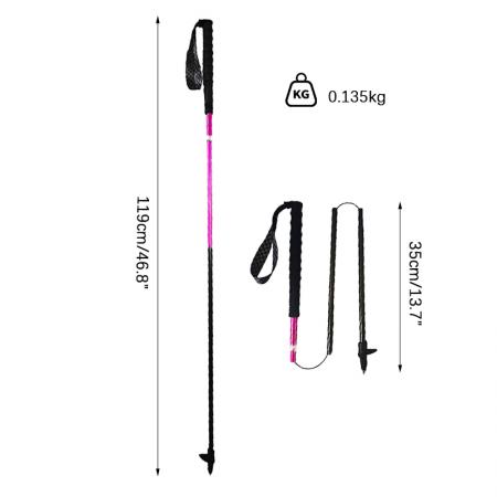Bastones de trekking plegables de fibra de carbono 3K ultraligeros de 135 g para senderismo y marcha nórdica. 