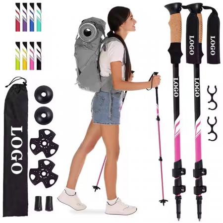 Bastón ultraligero de aluminio Duraluminio 7075 para senderismo y trekking 