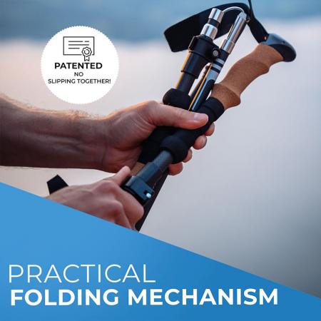 Bastones plegables ligeros de aluminio 7075 para senderismo con empuñaduras de corcho para adultos y niños 