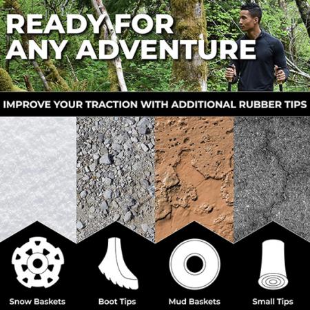 Bastones de senderismo plegables y ligeros para senderismo, bastones para correr con empuñaduras de corcho natural, cierres abatibles con bolsa de transporte 