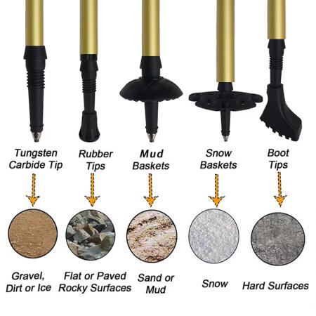Bastón de escalada plegable de EVA multifuncional para exteriores, de aleación de aluminio de cinco secciones, compatible con traje 