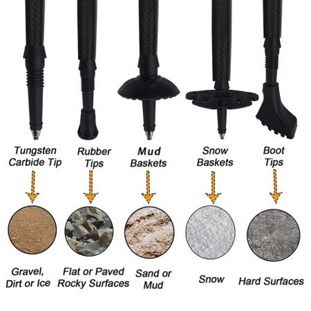 Bastones de senderismo ultraligeros de aluminio 7075 para exteriores, con mango de EVA, plegables y multifuncionales. 