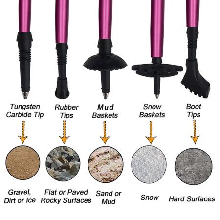 Bastones de trekking plegables de aluminio de aviación 7075 de 5 secciones para senderismo y trekking 