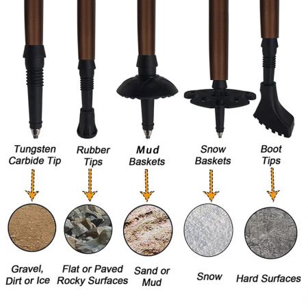 Bastón de trekking ultraligero de aleación de aluminio 6061, plegable, de 5 secciones, moderno y ajustable, con mango de EVA. 