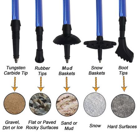 Bastón de trekking ultraligero de aleación de aluminio 7075 con 5 secciones y empuñaduras de corcho, plegable, moderno y ajustable para exteriores. 