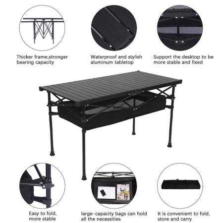 Mesa de picnic plegable de aluminio ajustable para acampar al aire libre, portátil, para playa, personalizada, al por mayor 