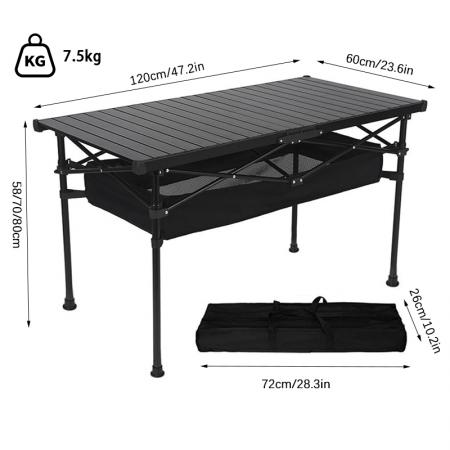 Mesa de picnic plegable de aluminio ajustable para acampar al aire libre, portátil, para playa, personalizada, al por mayor 