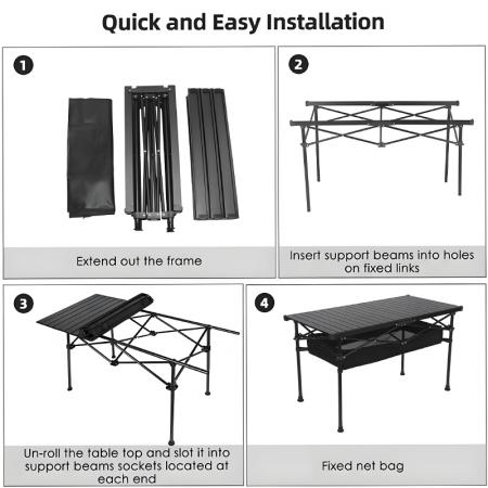 Mesa de picnic plegable de aluminio ajustable para acampar al aire libre, portátil, para playa, personalizada, al por mayor 