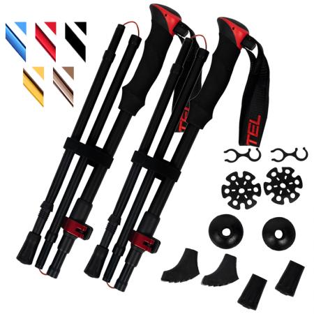 Bastones de trekking plegables con logotipo personalizado, ligeros y de aluminio. 