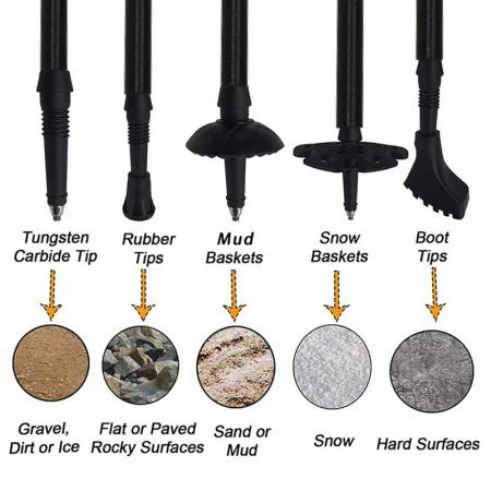 Bastones de trekking plegables con mango de corcho de aluminio, ajustables de 110 a 130 cm, ligeros, con cierre rápido y puntas antideslizantes. 