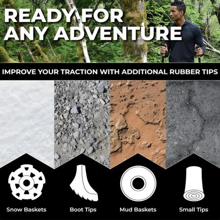 Bastones de trekking portátiles con mango de corcho EVA para escalada al aire libre (paquete de 2)