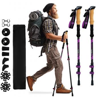 Paquete de 2 bastones de trekking con mango de corcho EVA